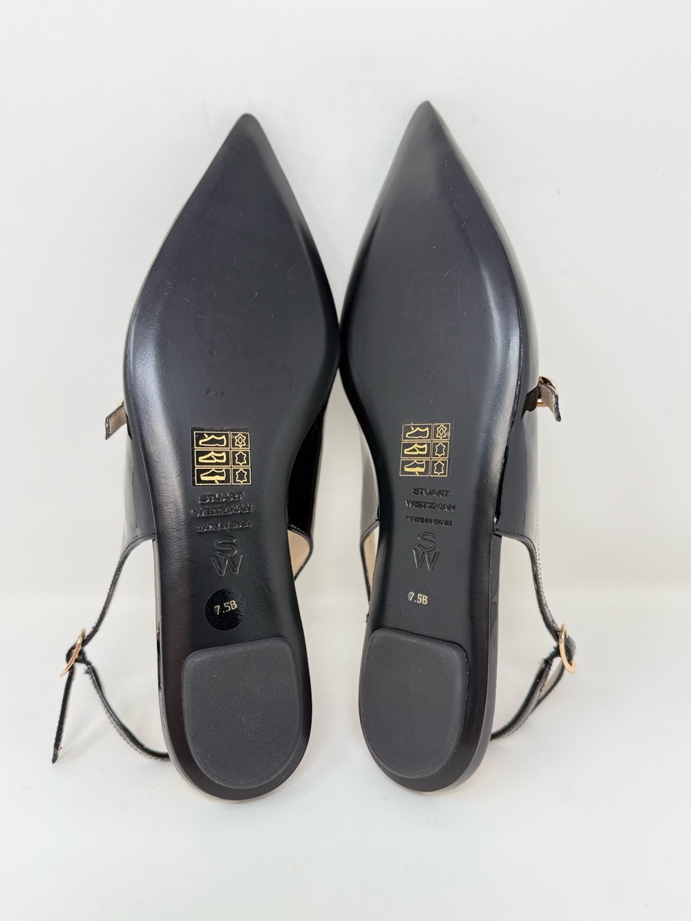 New Stuart Weitzman Emilia Mary Jane Slingback Flat Black Sz 7.5 - Picture 14 of 14